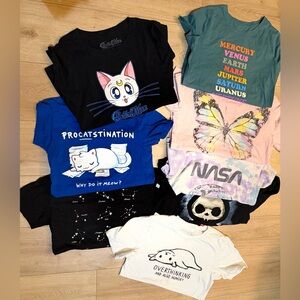 Bundle of 8 girls shirts. All so cute. Size 14/16 or women small!